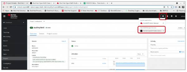 Launch OpenShift Data Science from the OpenShift Managed Services menu.