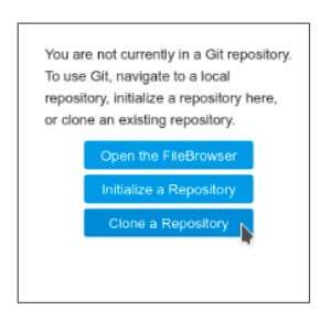 After selecting the Git icon, select “Clone a Repository”