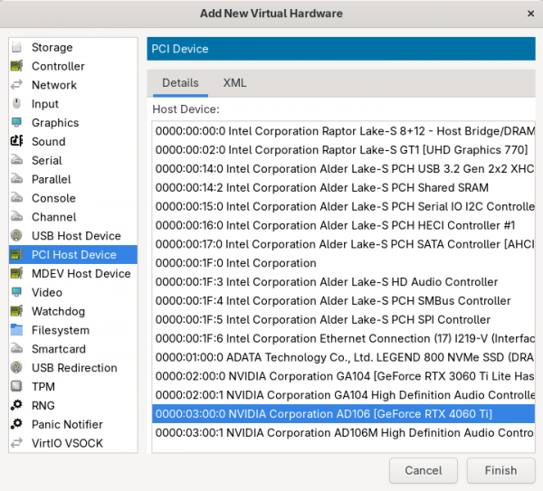 Adding the PCI HW to the CRC VM