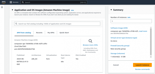 The AWS image details