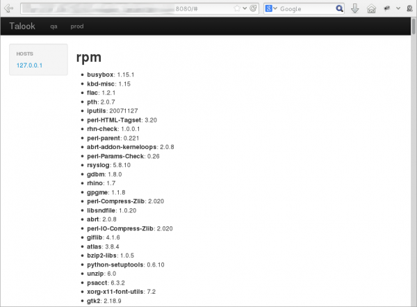 Talook seeing RPM's on QA Host 127.0.0.1