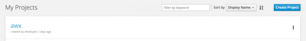 Image of OpenShift List Projects including AWX