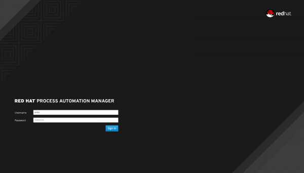 Log in for Red Hat Process Automation Manager on OpenShift Container Platform
