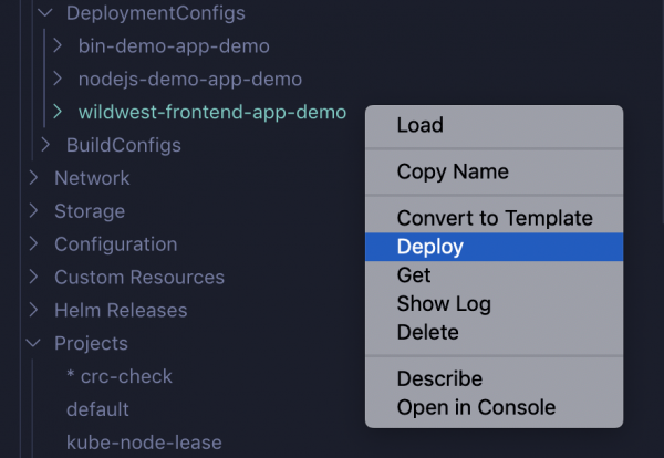Use actions in the deployment config.