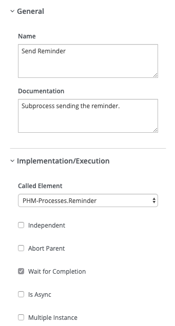 Creating the Reminder subprocess.