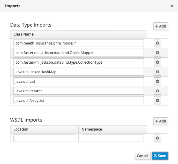 jBPM process designer with the example's data type imports