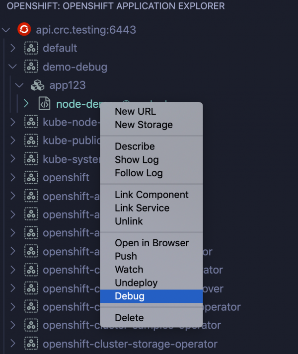 openshift-connector-debug-context-menu