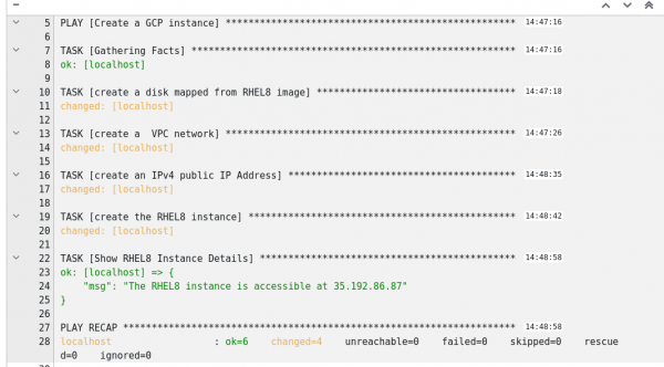 executing_job_template A screenshot of job template output.