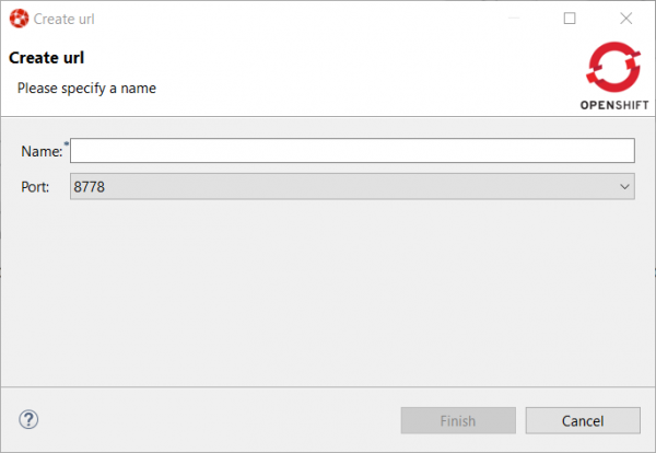 Screenshot of the new window to create a URL for external access to the component.