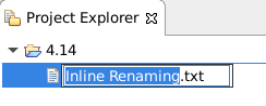 A screenshot of the inline-renaming feature selected in Project Explorer.