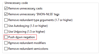 A screenshot of the selection for push-down negation.