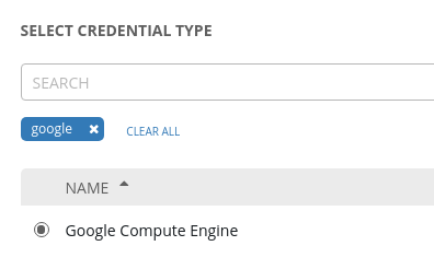 A screenshot of the dialog to select the credential type.