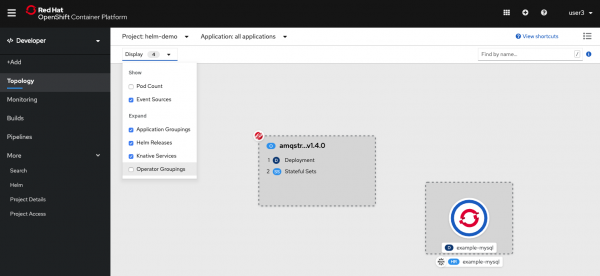 Operator Groupings deselected in the Display drop-down list box