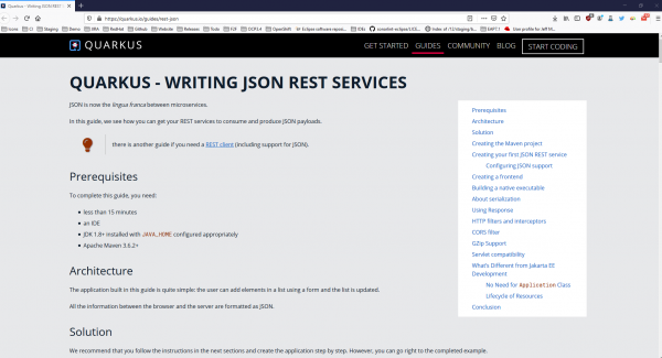 Image of Quarkus help for writing JSON REST services