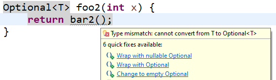 Image showing support for Optional statement