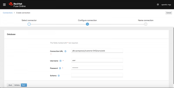 A screenshot of the dialog to create a database connection.