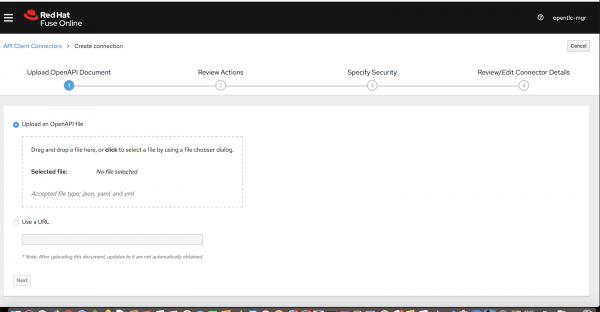 fuse_online_operator_7 A screenshot of the dialog to upload the JSON file.