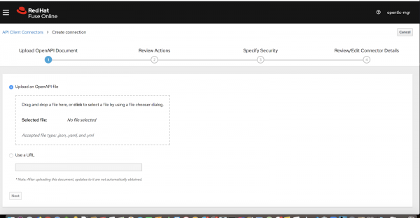 A screenshot of the dialog to upload the JSON file.