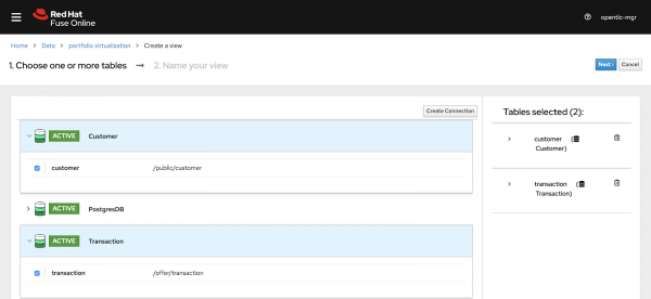 fuse_online_operator_8 A screenshot of the dialog to select the required tables.
