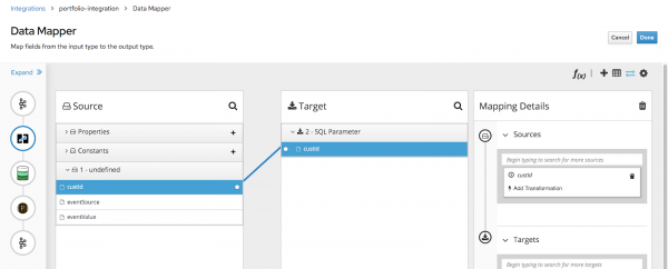 fuse_onliner_9 A screenshot of the dialog to map to the correct database.