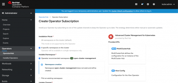 Create the Operator subscription