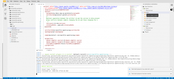 A screenshot of the build file for the MicroProfile OpenTracing quickstart project.