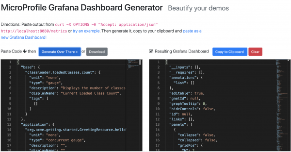 View the application metrics on the generator front end