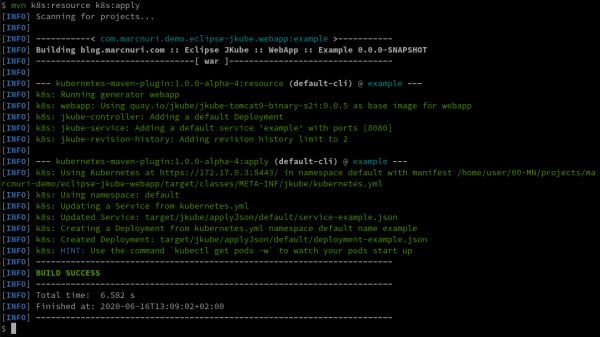 mvn k8s:resource k8s:apply