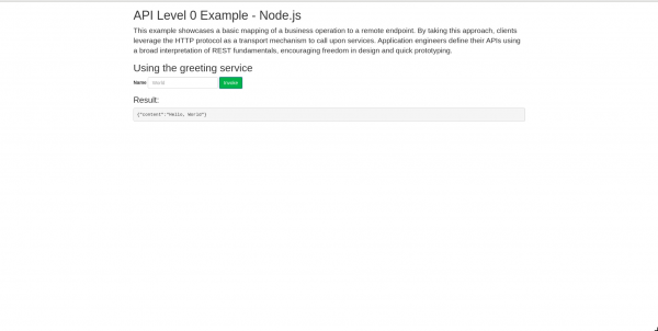 A screenshot of the Express.js application displayed in browser.