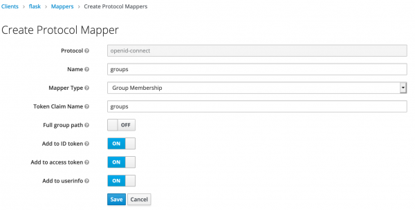 A screenshot of the dialog to create the Groups mapper.