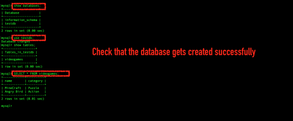 Check MySQL data get created successfully