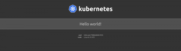 1_30D09VyYFygRqLwvURjelg A screenshot of the home screen for the 'Hello, world' Kubernetes application