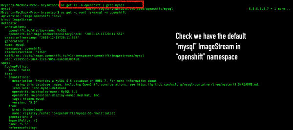 Check MySQL Image Stream