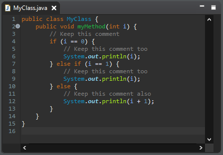A screenshot of the The MyClass.java class.