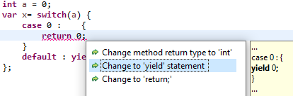 A screenshot of the option: &quot;Change to 'yield' statement&quot;.