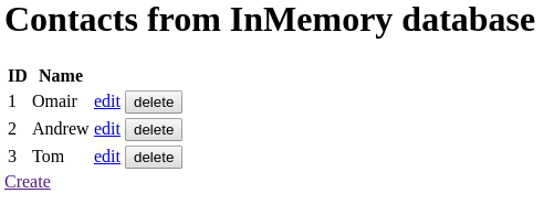 Adding contacts from the applications in memory database