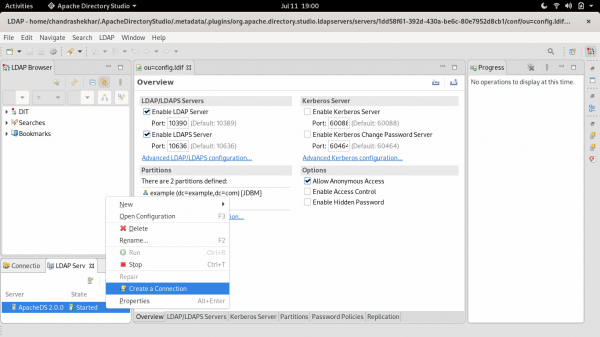 Dialog to create a new LDAP connection.