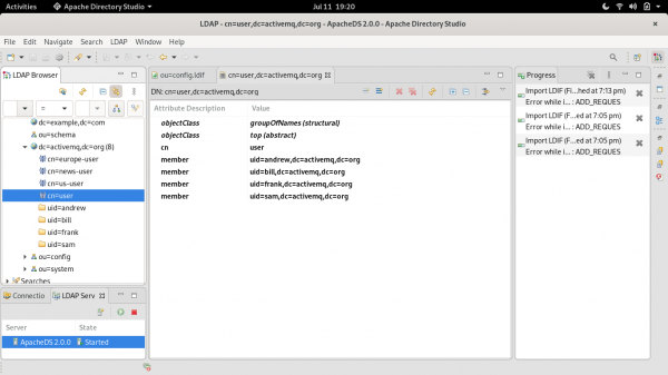 A screenshot of the LDIF file in the LDAP browser.