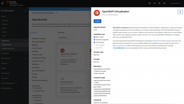 Install Openshift Virtualization with a click