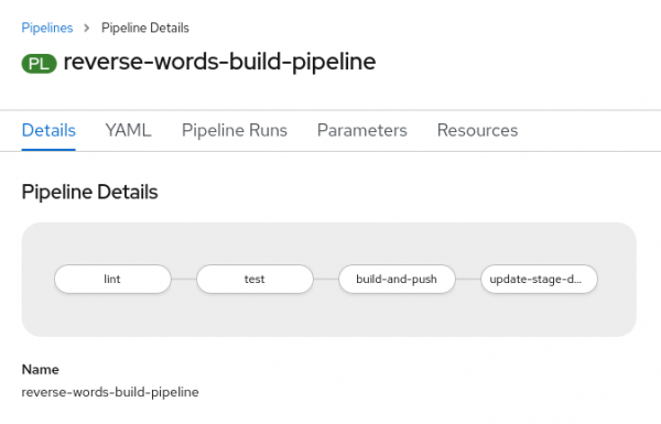 Reverse words build pipeline