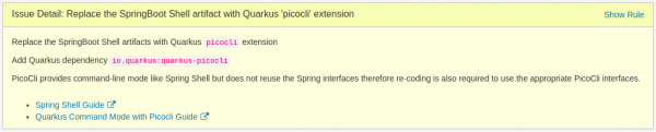 A Spring Boot-to-Quarkus migration rule.