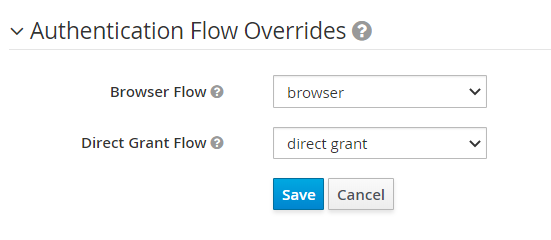 Authentication Flow Overrides filled in