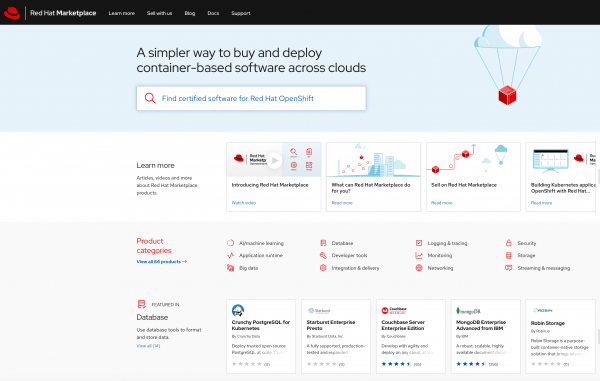 All of the Database offerings on Red Hat Marketplace.