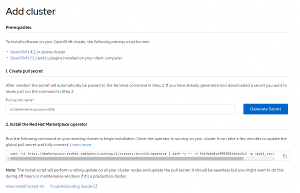 add-cluster-prompt A screenshot of the 'Add cluster' setup page.