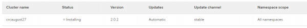 couchbase-is-installing A web page showing Couchbase being installed from Red Hat Marketplace.