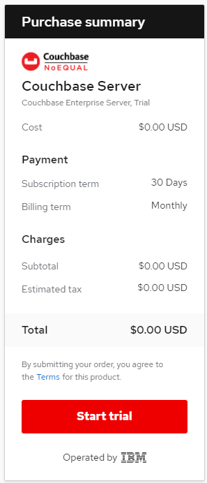The purchase summary shows no cost for the free trial.