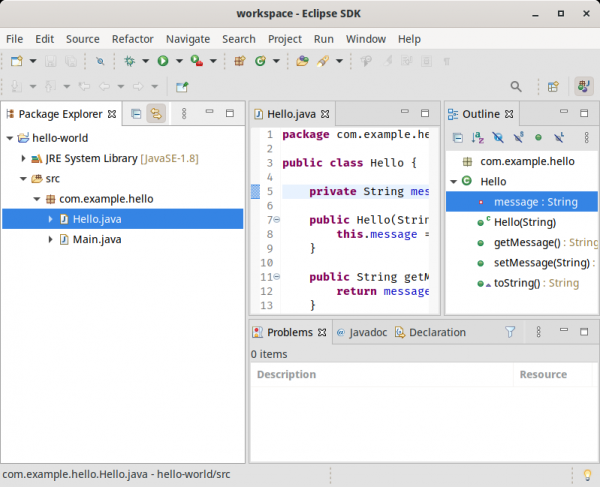 An Eclipse SDK workspace with the old GTK light theme.