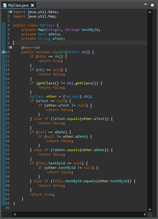 A code sample in the editor window.