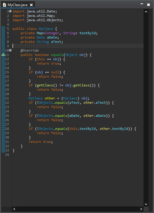The code sample in the editor.