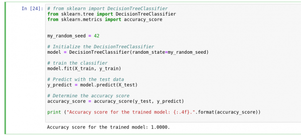 Jupyter_model Code for model training with DecisionTreeClassifier